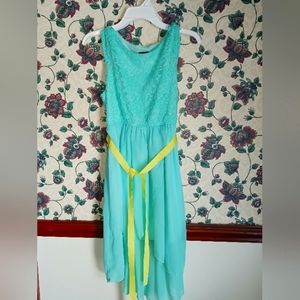 Formal/flower girl dress, blue green seafoam color, size 16.5(plus)